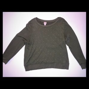 Olive sweatshirt w/ gold embellishments